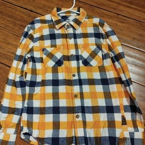 5/$20 yellow plaid button down shirt sz7